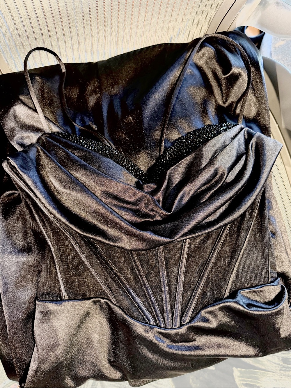 Ladivine Draped Corset Satin Evening Gown - Picture 7 of 7